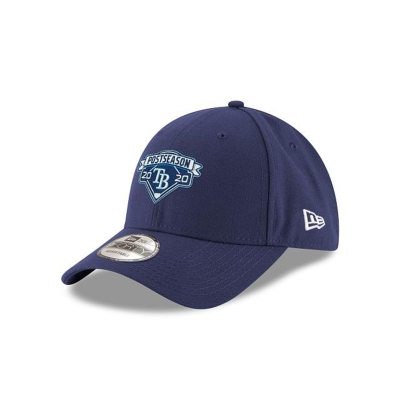 Blue Tampa Bay Rays Hat - New Era MLB Postseason Locker Room 9FORTY Adjustable Caps USA7126453